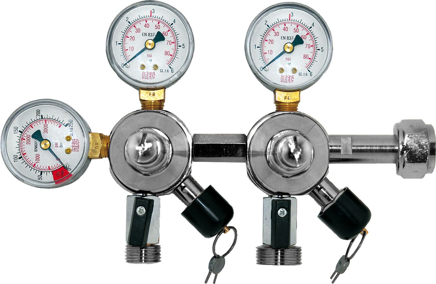 Reduktor CO2, Regulator ciśnienia CO2 - 2 wyświetlacze ciśnienia piwa i AFG, dystrybutor piwa 3 i 7 bar