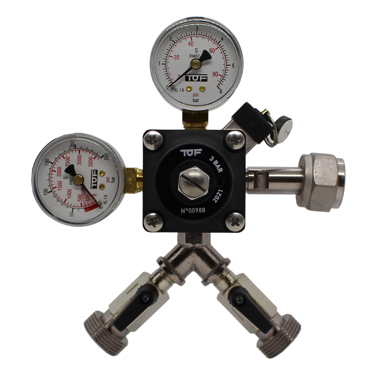 Reduktor ciśnienia, regulator ciśnienia CO2, dla nalewak do piwa, 3bar, 2-liniowy