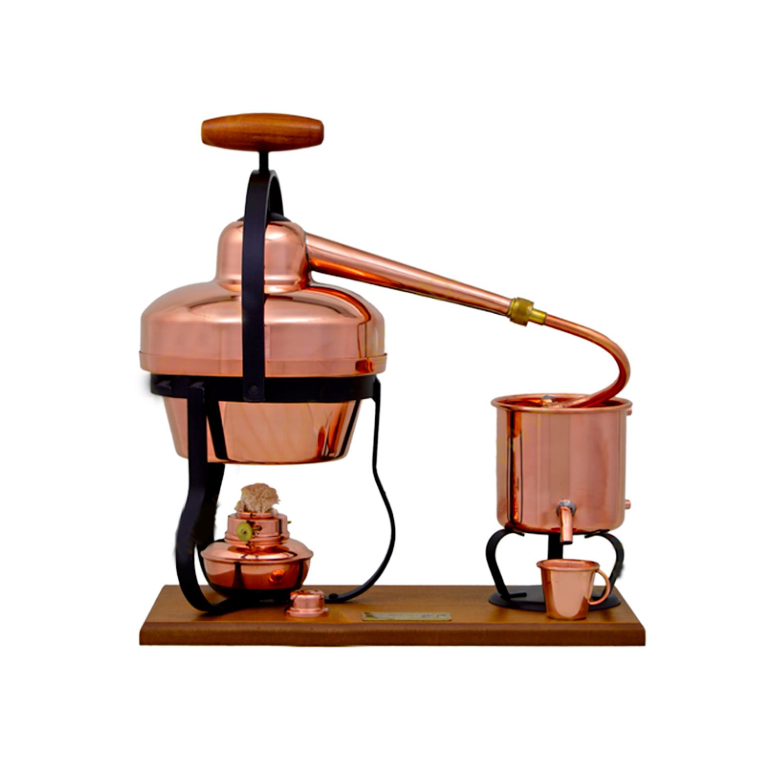Destylator, Alembik, Aparat do destylacji - Miedziana, z palnikiem spirytusowym, 1,25 litra