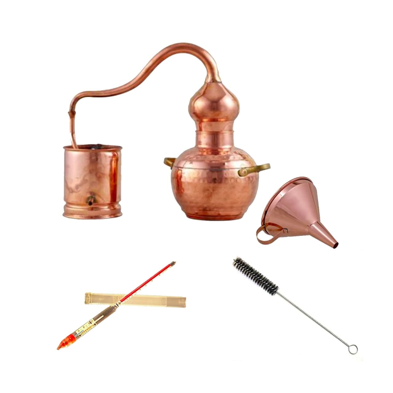 Kompletny zestaw Destylator, Alembik, Aparat do destylacji - Miedź, 2 litry