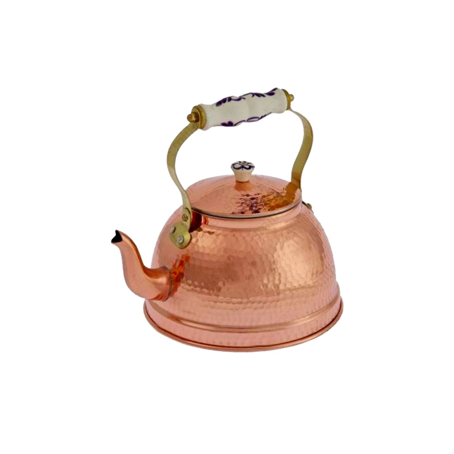 Czajnik miedziany, imbryk miedziany - z porcelanowym uchwytem, 1,5L