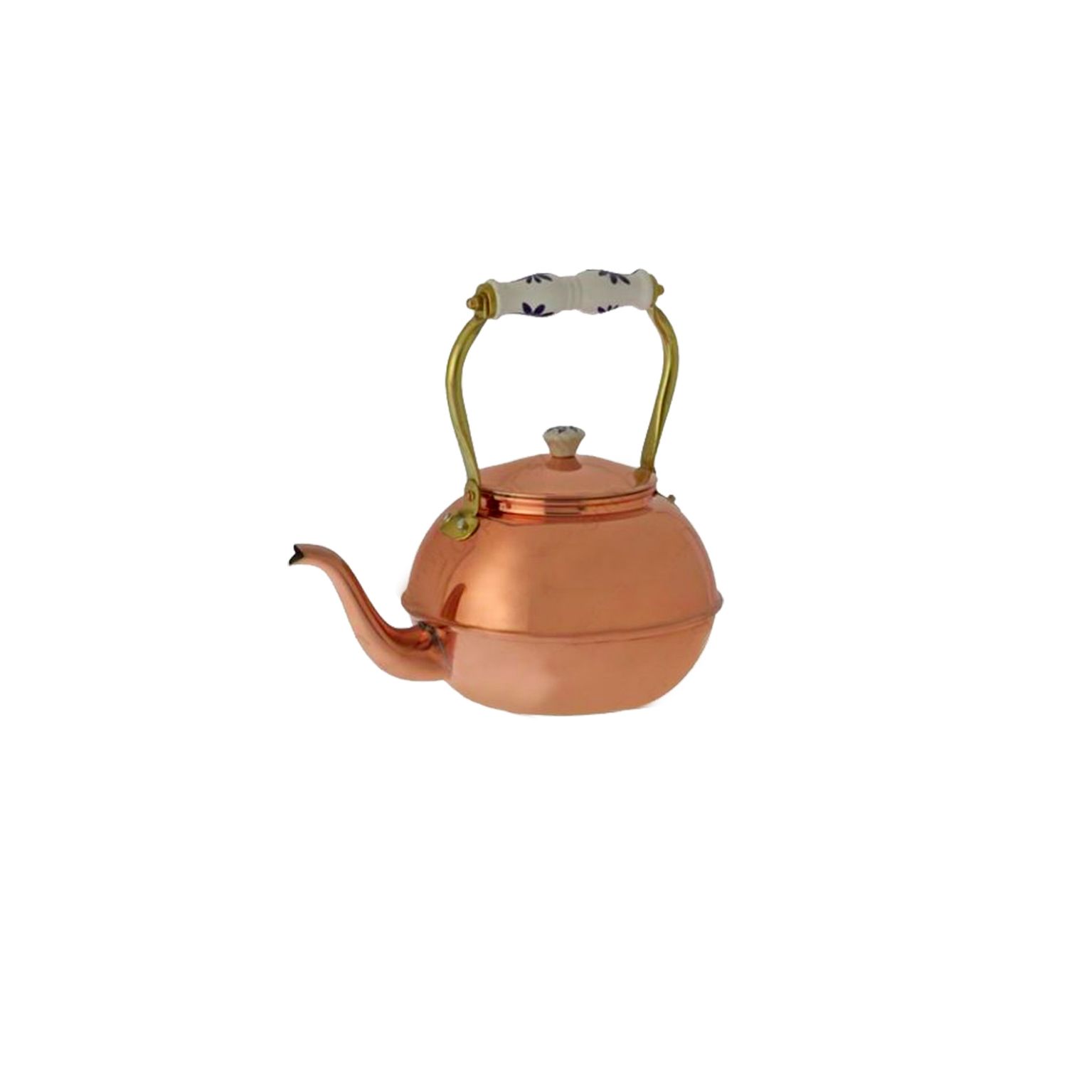 Czajnik miedziany, imbryk miedziany - z porcelanowym uchwytem, 1,5L