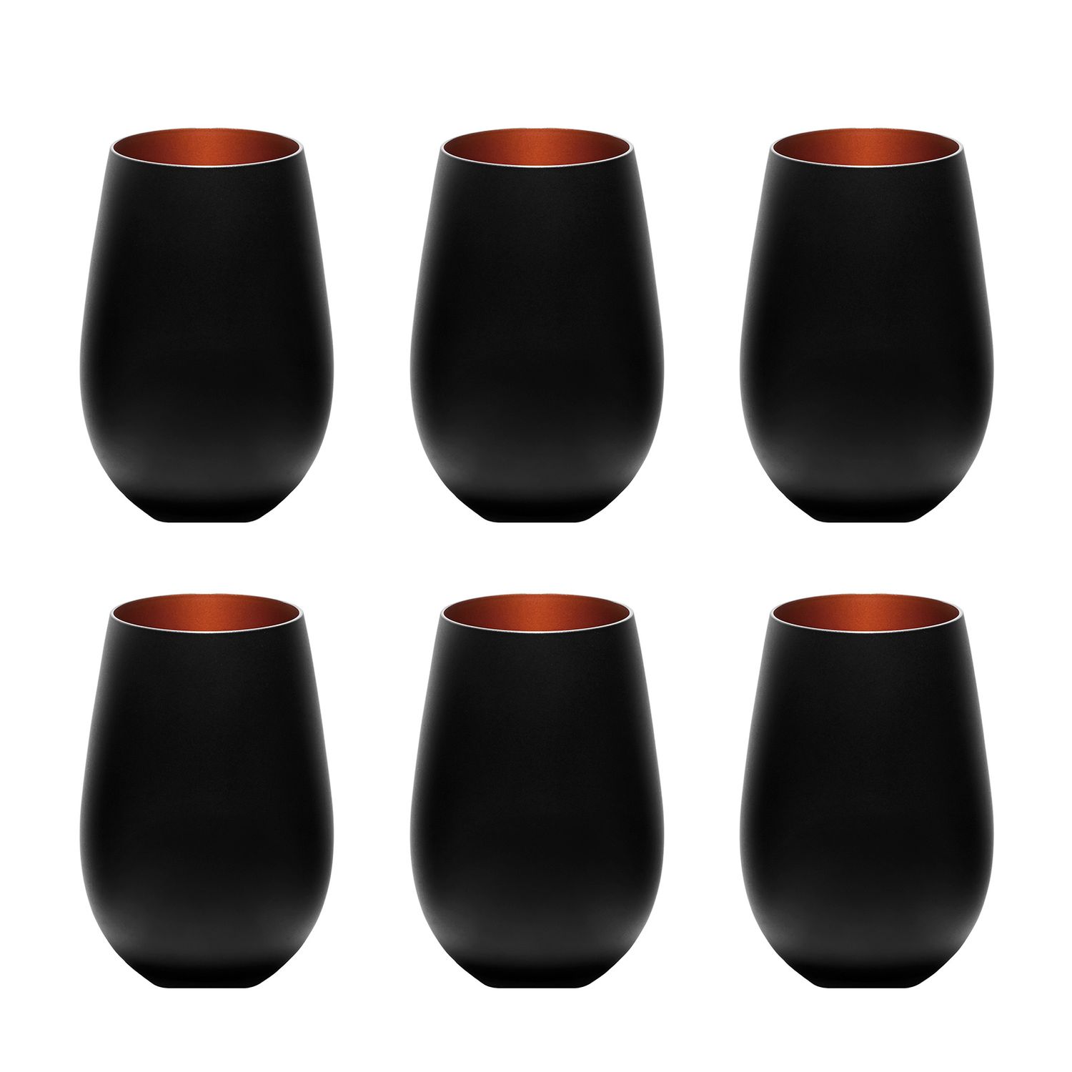 Kolorowy Szklanki - Elements, zestaw 6 sztuk, dwukolorowy czarno-brązowy, 456 ml