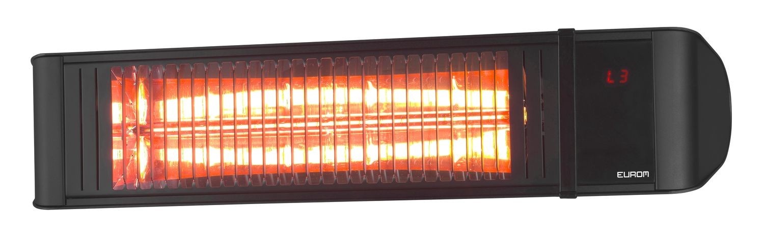 Grzejnik tarasowy, promienniki podczerwieni, ogrzewacze ogrodowe - Modell Golden 2000 Amber Foc, z kratką ochronną, aluminiową, czarną