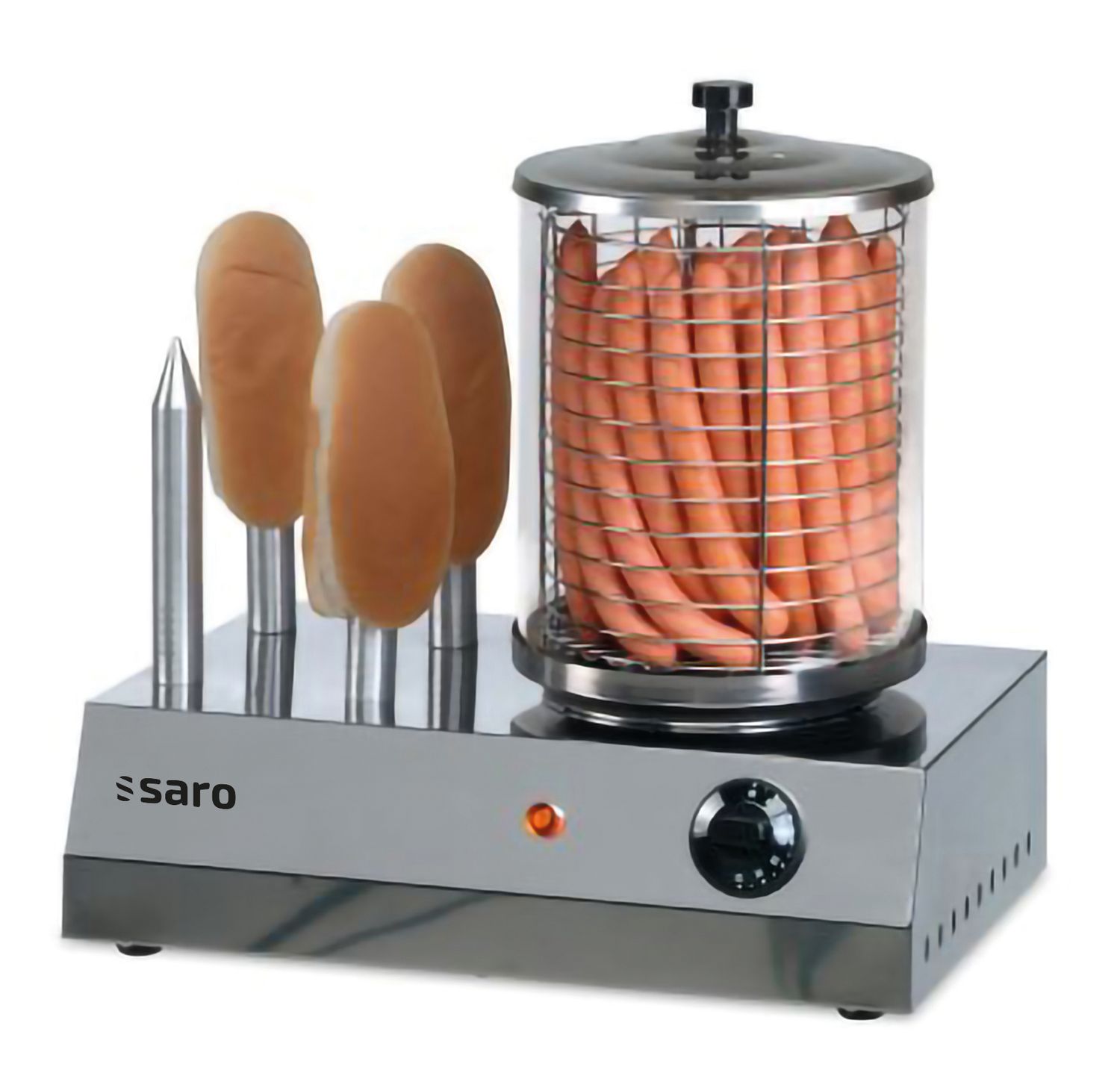 Maszyna do hot dogów, podgrzewacz do parówek, podgrzewacz do bułek hot dog, podgrzewacz do kiełbasek - Model CS-400, stal nierdzewna