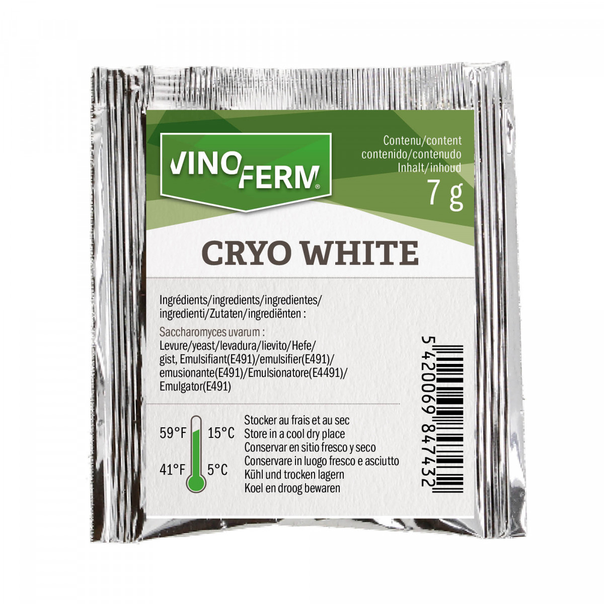 Drożdże winiarskie, suhe Vinoferm Cryo White, 7g