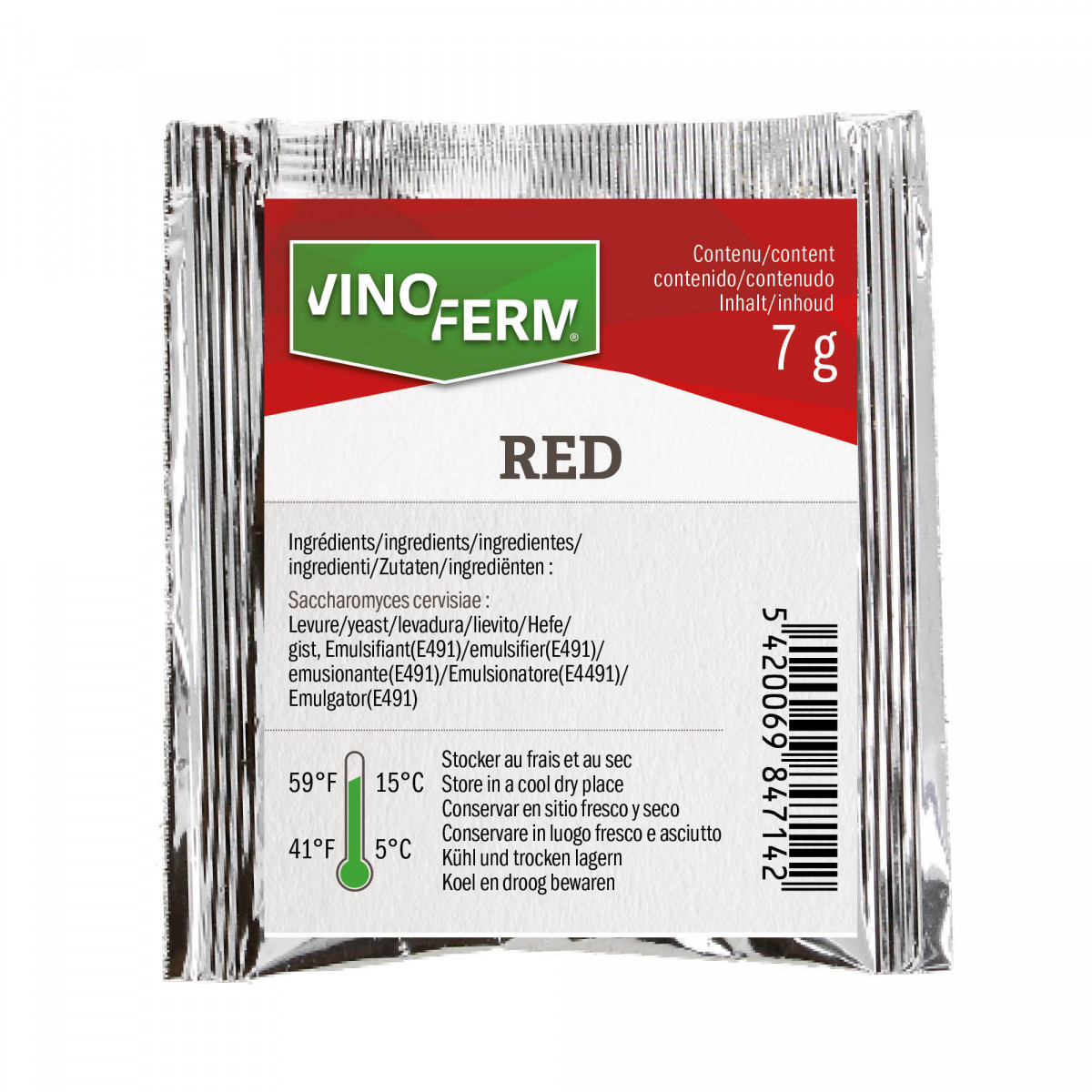 Drożdże winiarskie, suhe Vinoferm Red, 7g