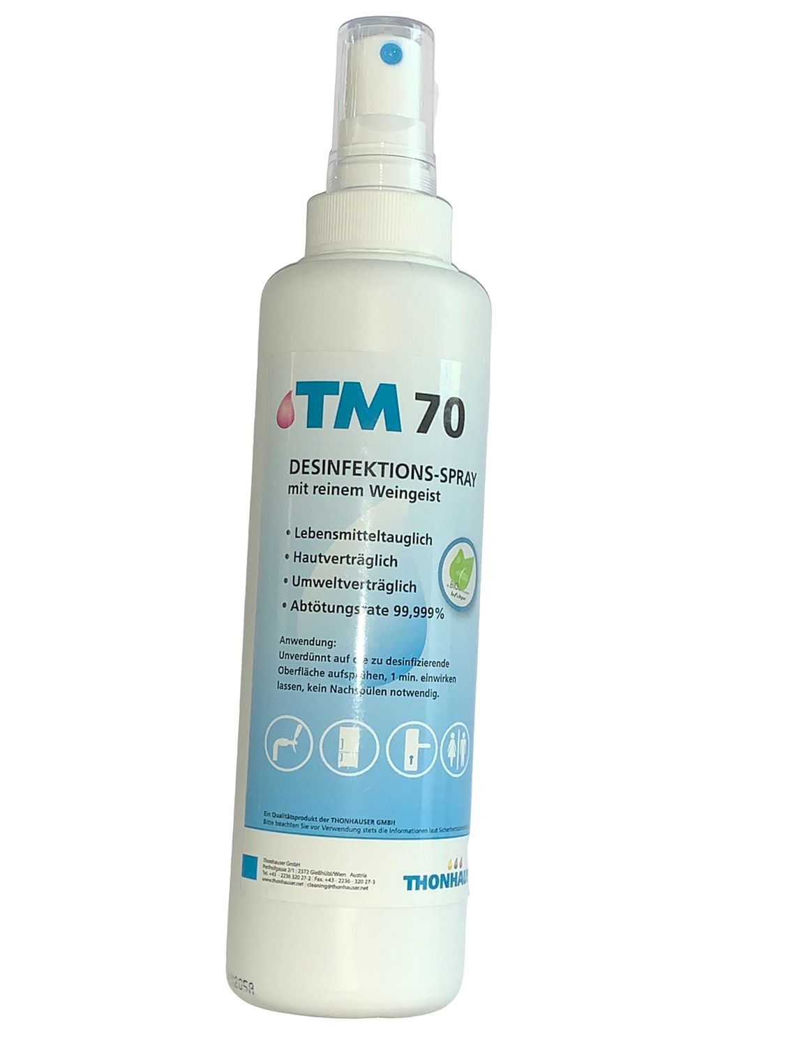 Środek dezynfekujący, spray do dezynfekcji - TM 70, butelka z rozpylaczem, 250 ml