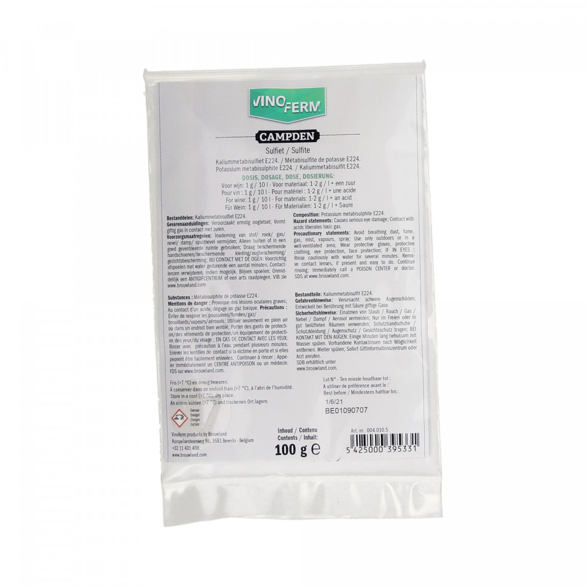 Pirosiarczyn potasu, pirosiarczyn do wina - Vinoferm campden 100g