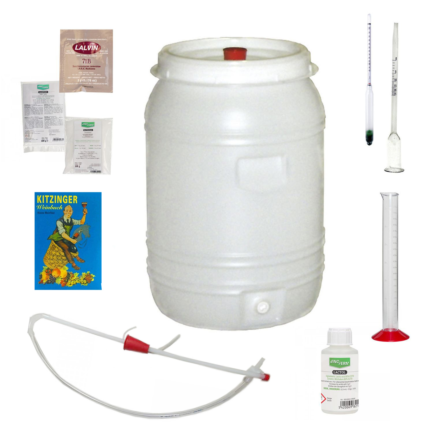 Zestaw do robienia wina, zestaw do produkcji wina - startowy, z beczka plastikowa 60L, wielki