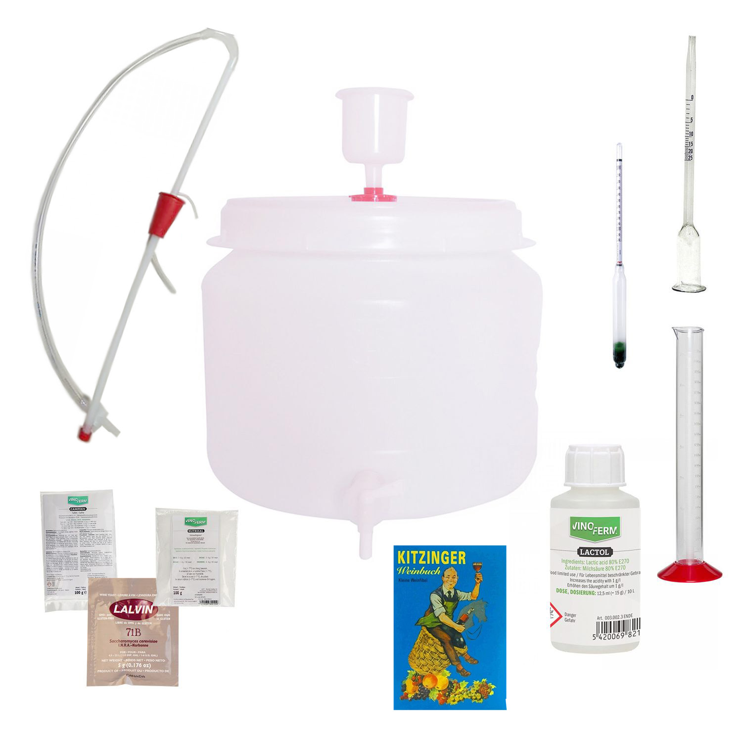 Zestaw do robienia wina, zestaw do produkcji wina - startowy, z beczka plastikowa 30L, wielki
