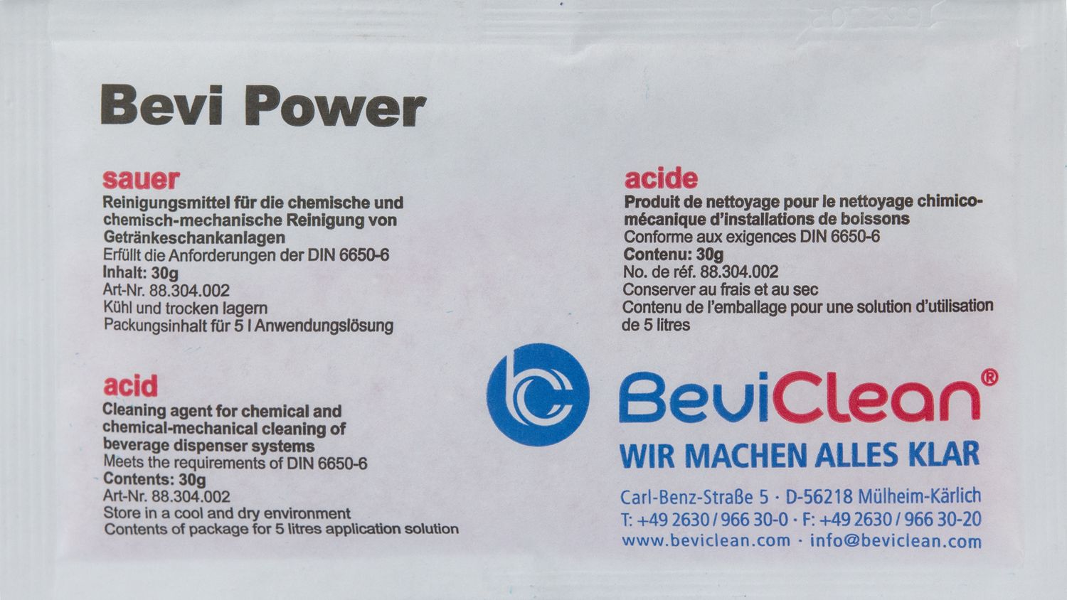 Bevi Power - Środek czyszczący, proszek czyszczący do chemicznego czyszczenia rur, kwasowy, cena za sztukę